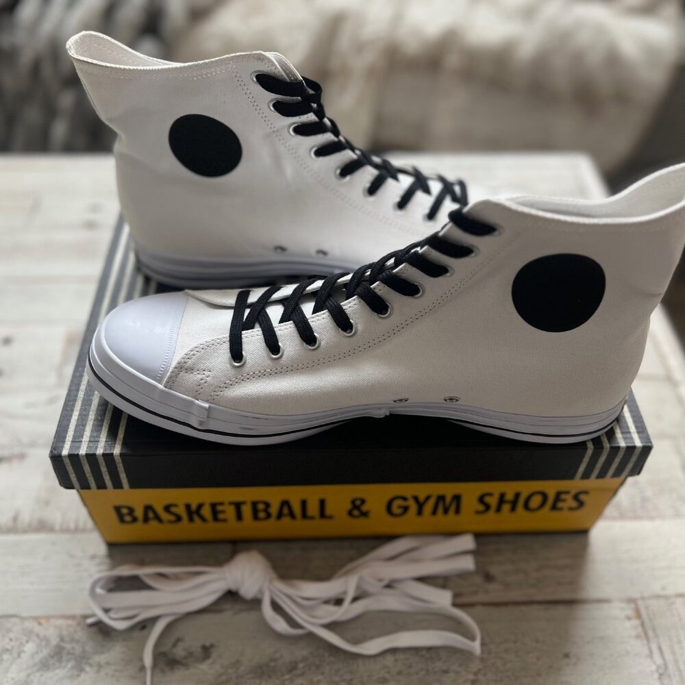 Hood Canvas Shoes Mitchell And Ness 55 Conference HC Basketball White/Black NEW